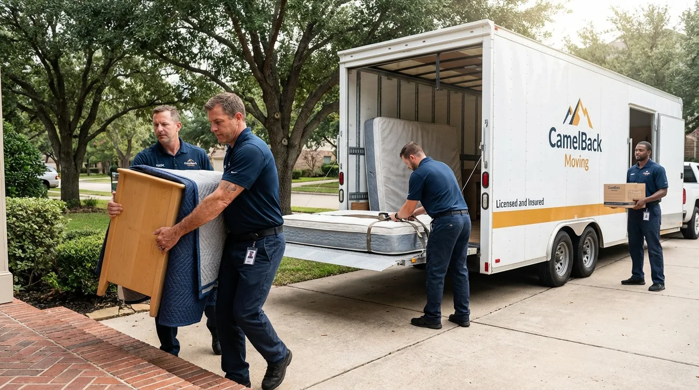 Crew loading residential truck for cross-state move from Lisle, IL
