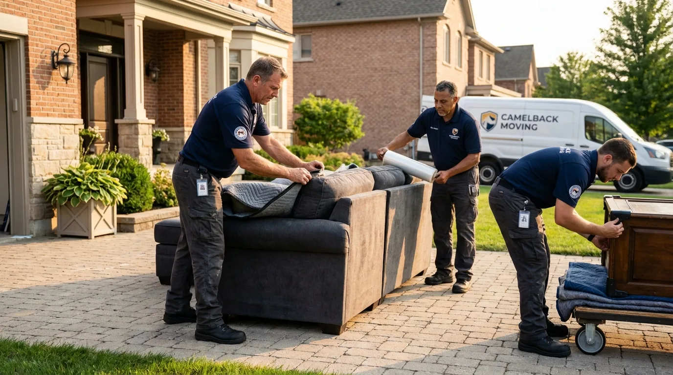 Large estate moving crew wrapping furniture in Lisle, IL